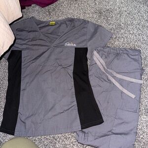 Avita Gray and Black Women's Scrub Set